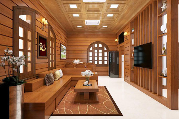  mẫu trần nhựa giả gỗ phòng khách